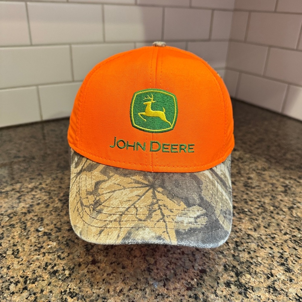 John Deere Cary Francis Snapback Baseball Cap Mens OS Orange Camo Cotton Blend